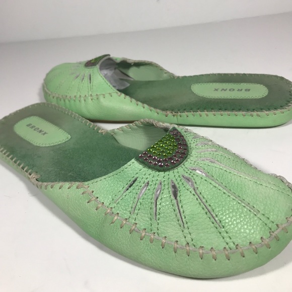 Bronx Green leather mules size 39B - Picture 2 of 4